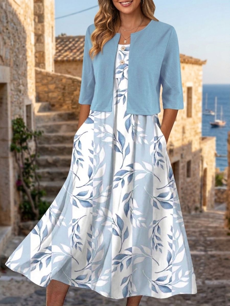 two piece dress midi Half Sleeve Floral Elegant Two-Piece For Women – Jivoca NAQSHI Formal Dresses in Lightweight material Net Collection Package:Rice apricot bubble sleeve (single bubble sleeve)