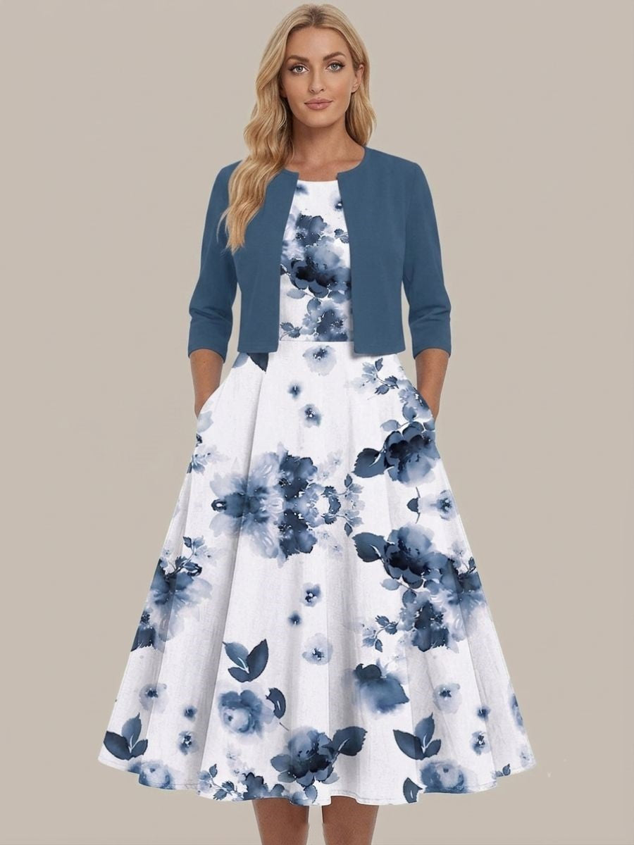 short sleeve midi dress uk 19Momme Silk Short Sleeve Crew Neck Midi Dress With Side Pockets UK -SILKSILKY