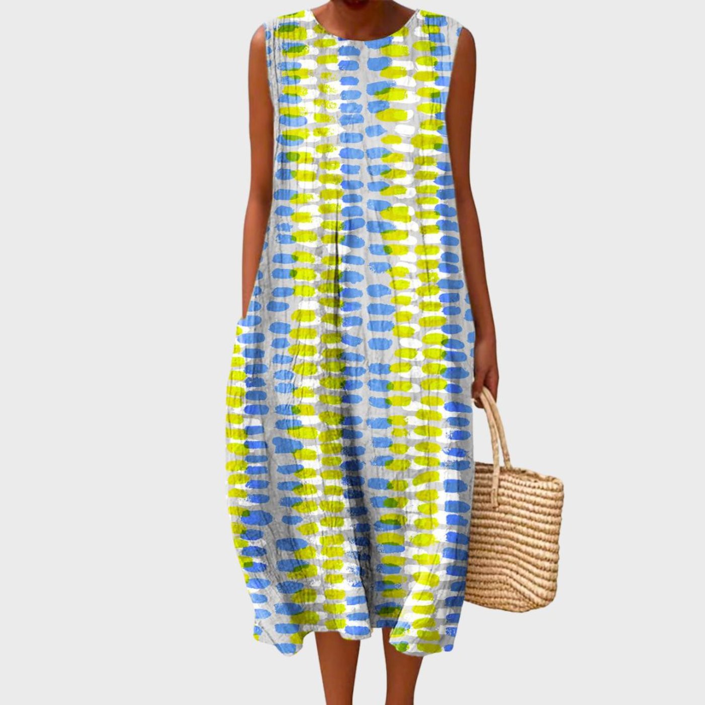 Women's Sleeveless Plaid Tiered Midi Dress-Jivoca