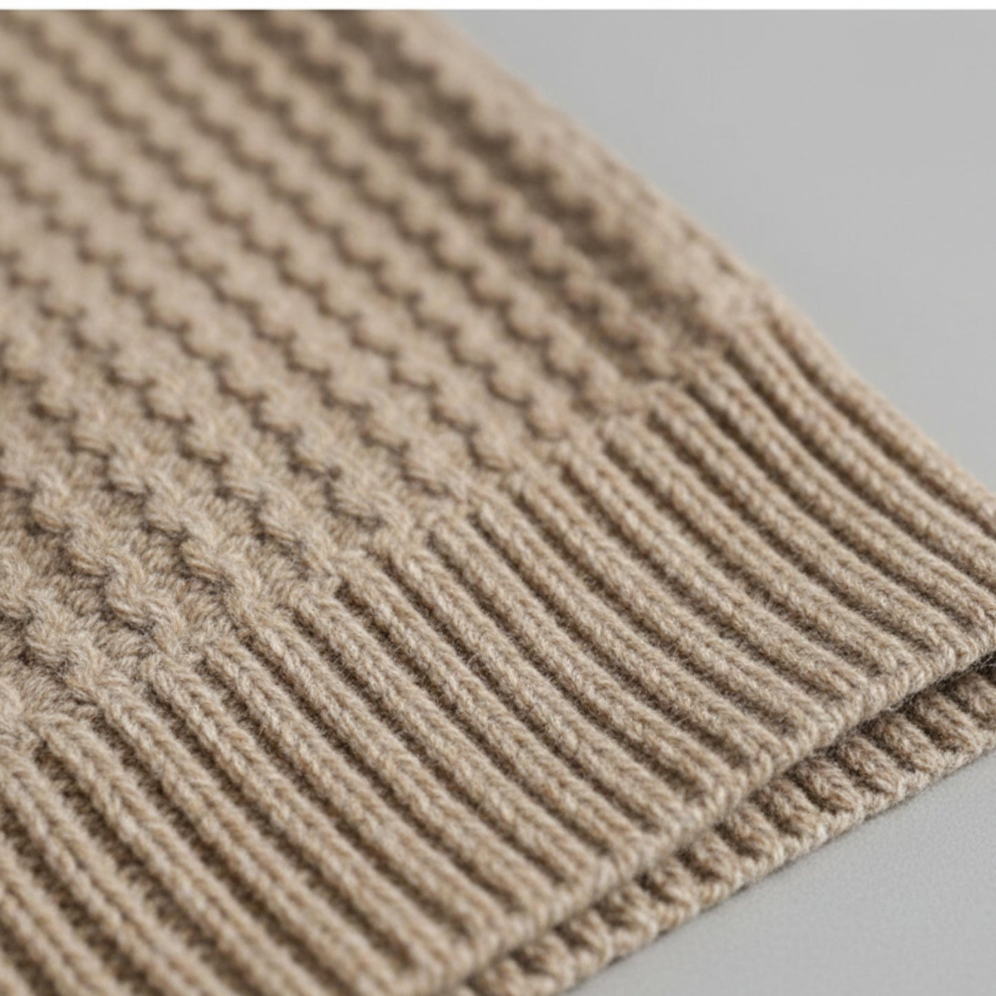 Men's Cable Knit Zip Up Sweater With Stand Collar And Full Zip Closure-Jivoca