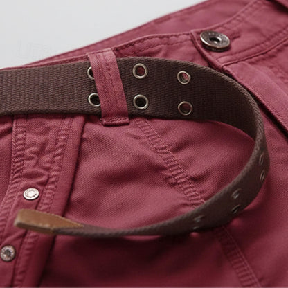 Men's Cargo Shorts Knee Length With Detachable Belt And Multiple Pockets-Jivoca
