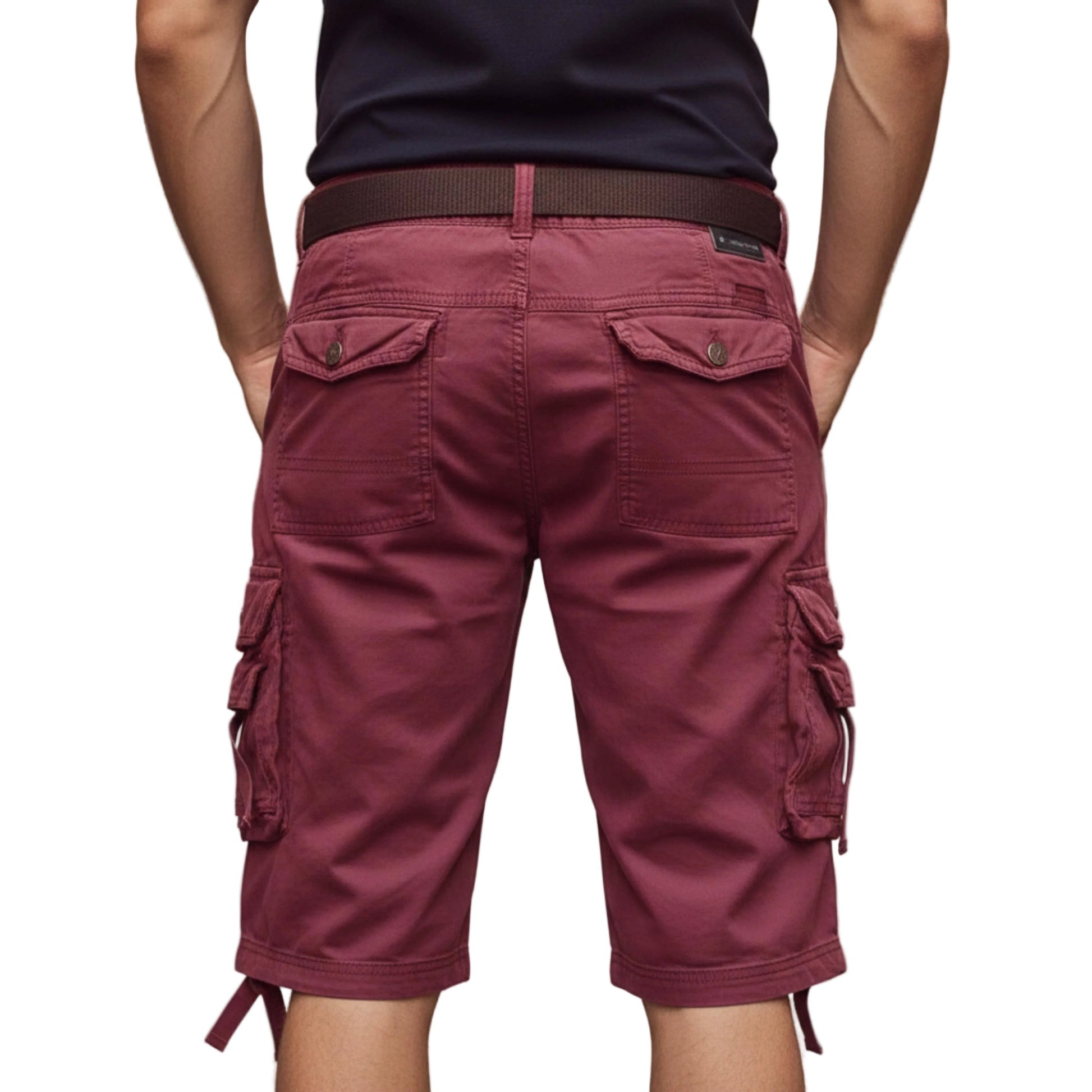 Men's Cargo Shorts Knee Length With Detachable Belt And Multiple Pockets-Jivoca