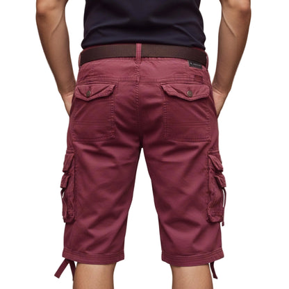 Men's Cargo Shorts Knee Length With Detachable Belt And Multiple Pockets-Jivoca