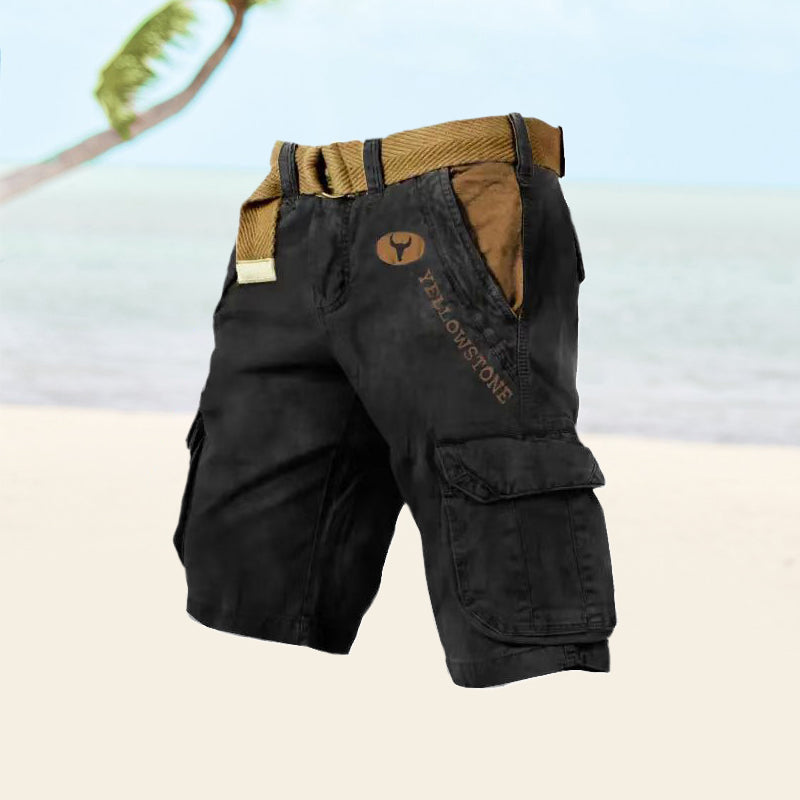Men's Cargo Shorts with Multiple Utility Pockets-Jivoca