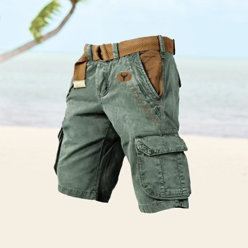 Men's Cargo Shorts with Multiple Utility Pockets-Jivoca