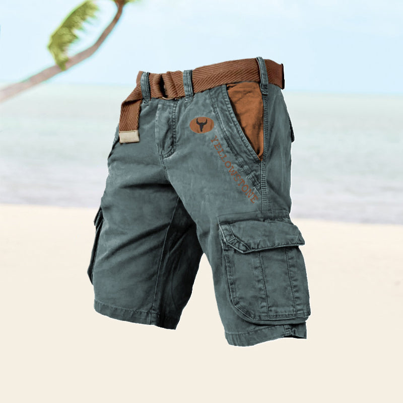Men's Cargo Shorts with Multiple Utility Pockets-Jivoca