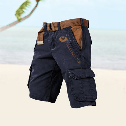 Men's Cargo Shorts with Multiple Utility Pockets-Jivoca