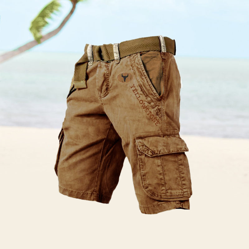 Men's Cargo Shorts with Multiple Utility Pockets-Jivoca