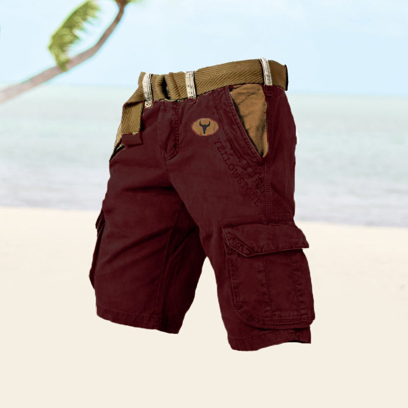 Men's Cargo Shorts with Multiple Utility Pockets-Jivoca