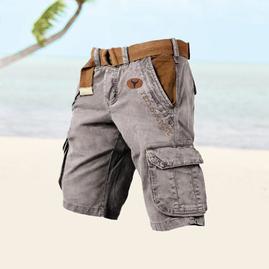 Men's Cargo Shorts with Multiple Utility Pockets-Jivoca