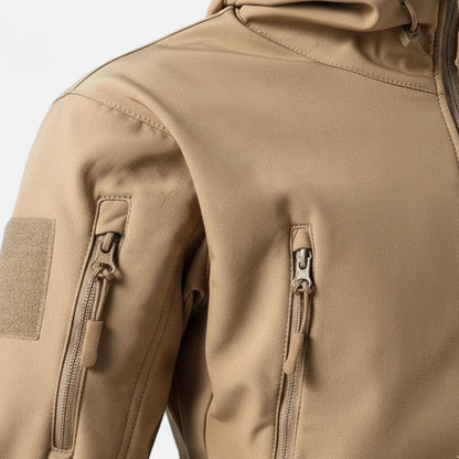 Men's Hooded Zip Jacket With High Collar And Multiple Zippered Pockets-Jivoca
