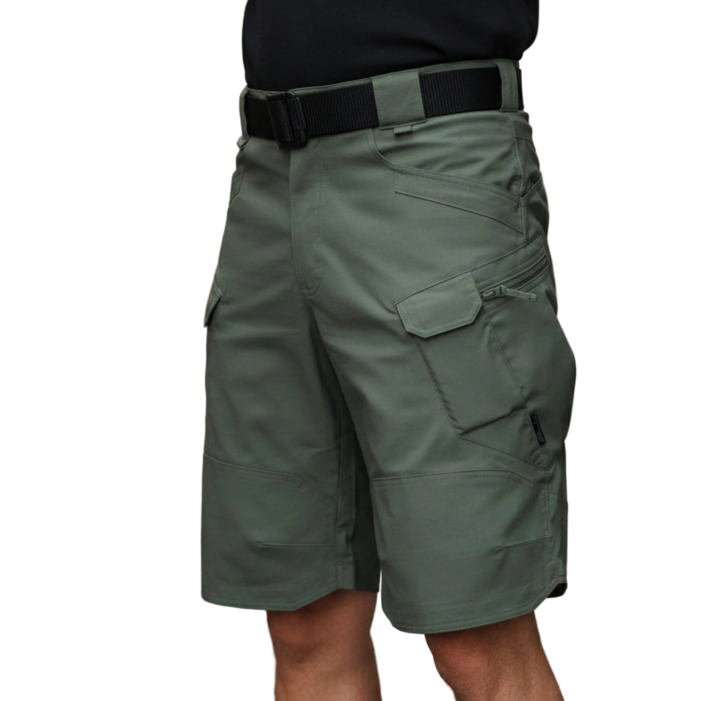 Men's Knee Length Cargo Shorts With Utility Pockets-Jivoca