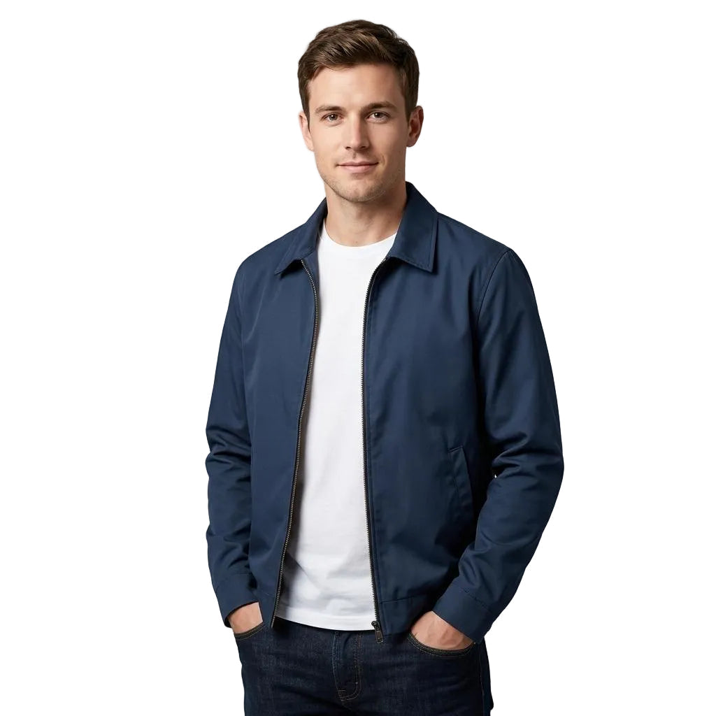 Men's Lightweight Slim Fit Jacket With Structured Collar And Welt Pockets-Jivoca