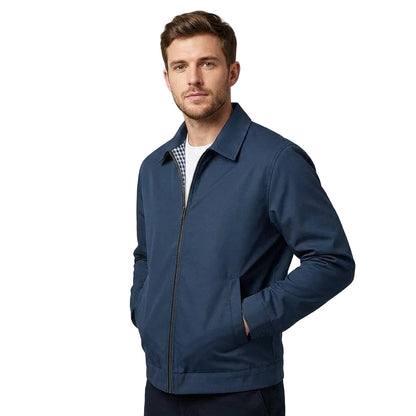 Men's Lightweight Slim Fit Jacket With Structured Collar And Welt Pockets-Jivoca