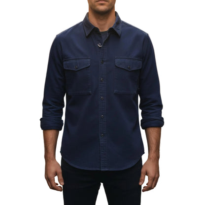 Men's Long Sleeve Button Down Shirt With Dual Pockets-Jivoca