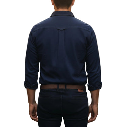 Men's Long Sleeve Button Down Shirt With Dual Pockets-Jivoca