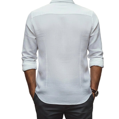 Men's Long Sleeve Button Down Shirt With Pocket-Jivoca