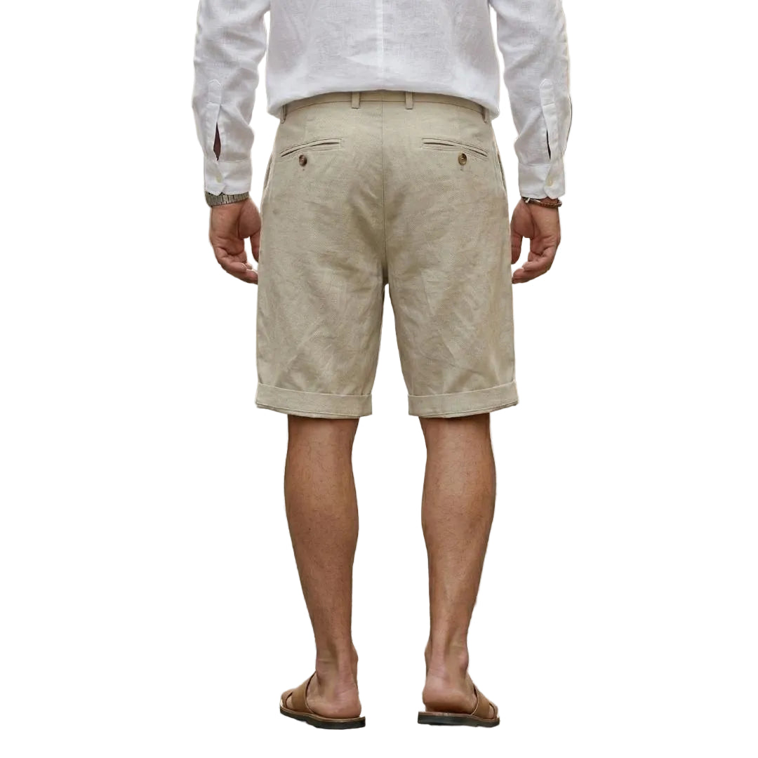 Men's Pleated Chino Shorts With Belt Loops And Regular Fit-Jivoca