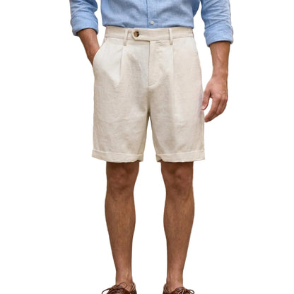 Men's Pleated Chino Shorts With Belt Loops And Regular Fit-Jivoca