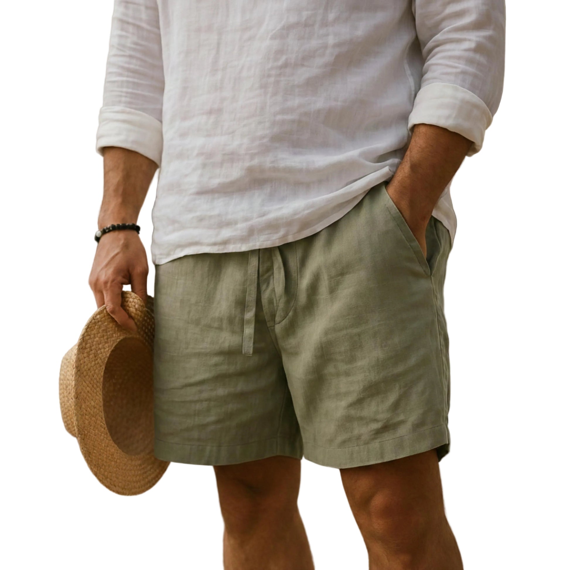 Men's Relaxed Fit Shorts With Drawstring Waist-Jivoca