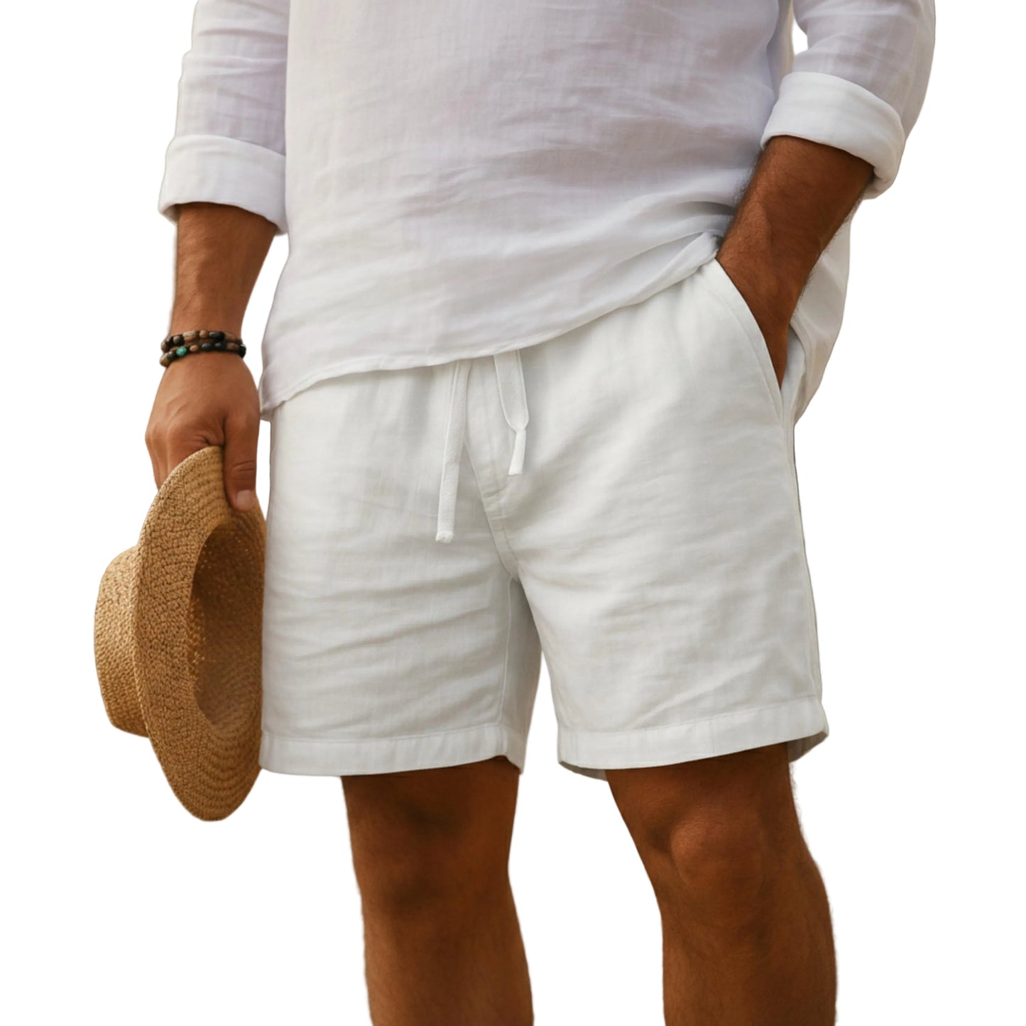 Men's Relaxed Fit Shorts With Drawstring Waist-Jivoca
