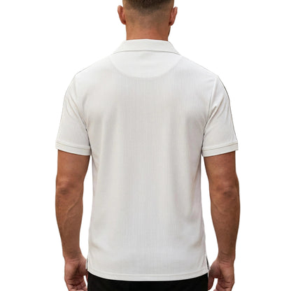 Men's Ribbed Short Sleeve Shirt With Open Collar And Button Closure-Jivoca