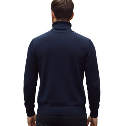 Men's Ribbed Turtleneck Knit Sweater With Long Sleeves And Structured Fit-Jivoca