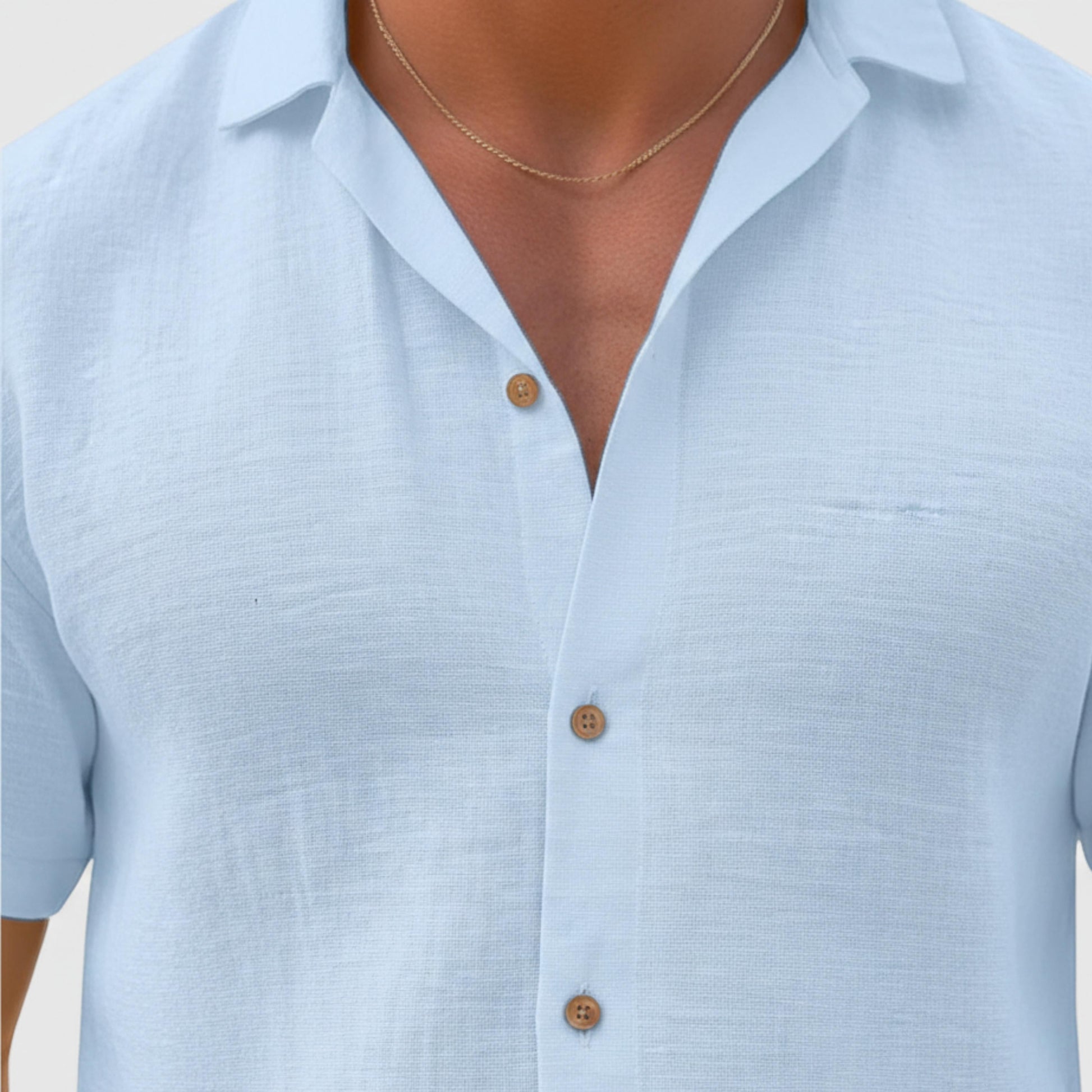 Men's Short Sleeve Button Down Shirt Open Collar-Jivoca