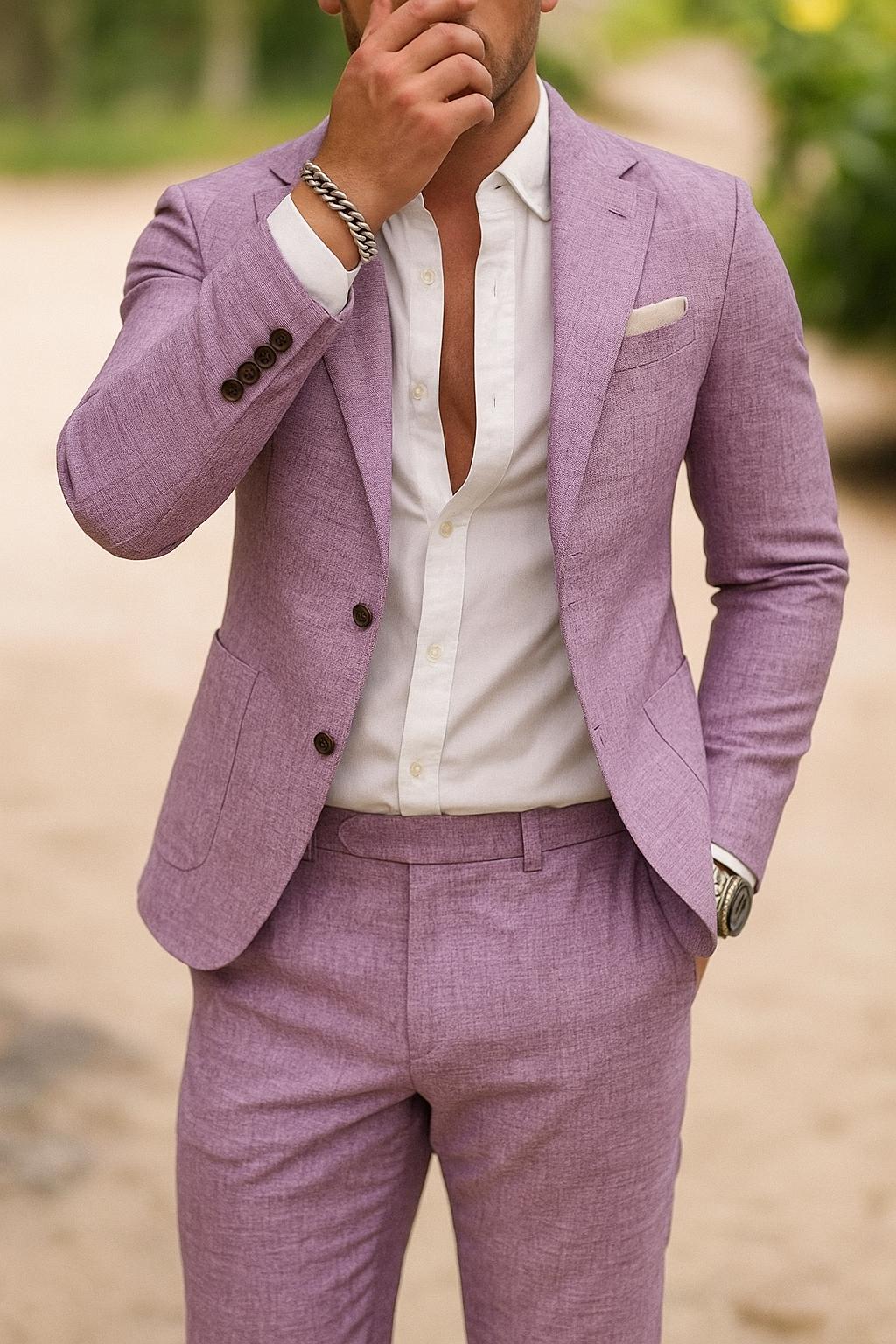 Men's Slim Fit Blazer and Trouser Suit Set-Jivoca