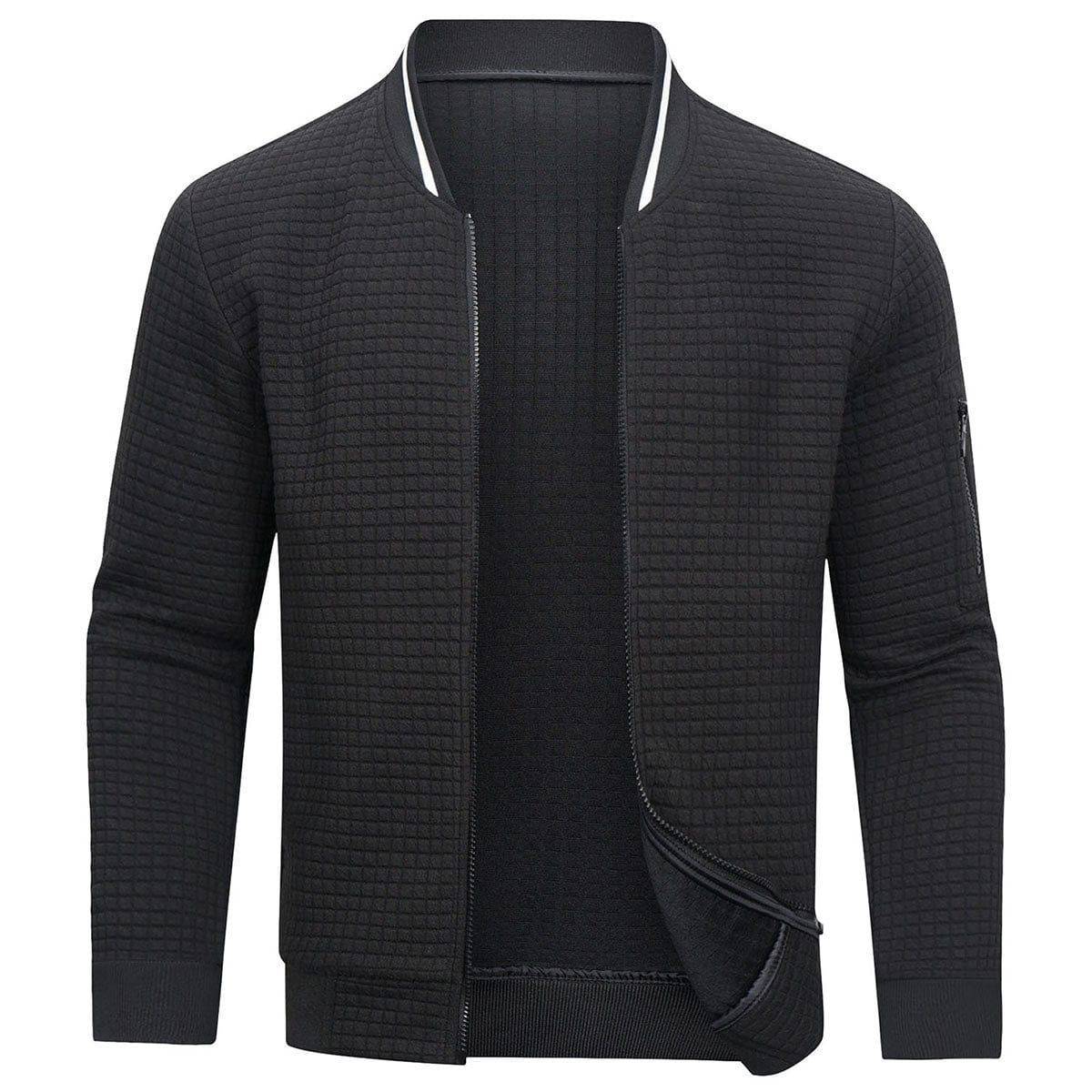 Men's Slim Fit Bomber Jacket With Full Zip Front Closure-Jivoca