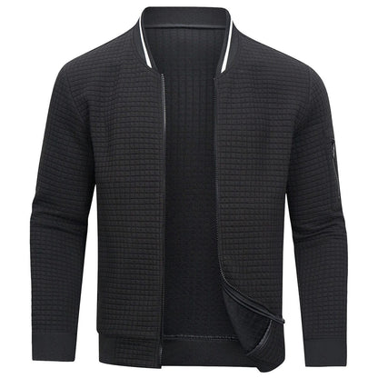 Men's Slim Fit Bomber Jacket With Full Zip Front Closure-Jivoca