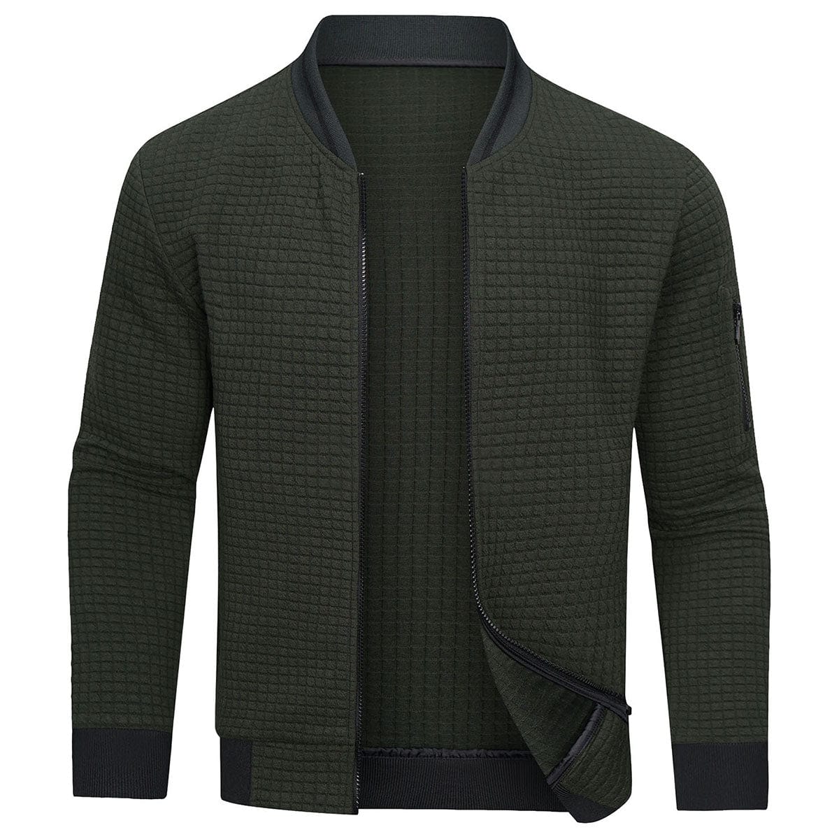 Men's Slim Fit Bomber Jacket With Full Zip Front Closure-Jivoca