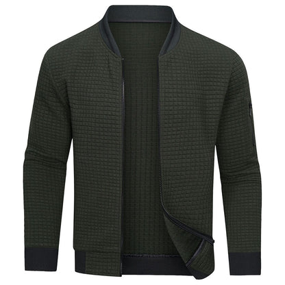 Men's Slim Fit Bomber Jacket With Full Zip Front Closure-Jivoca