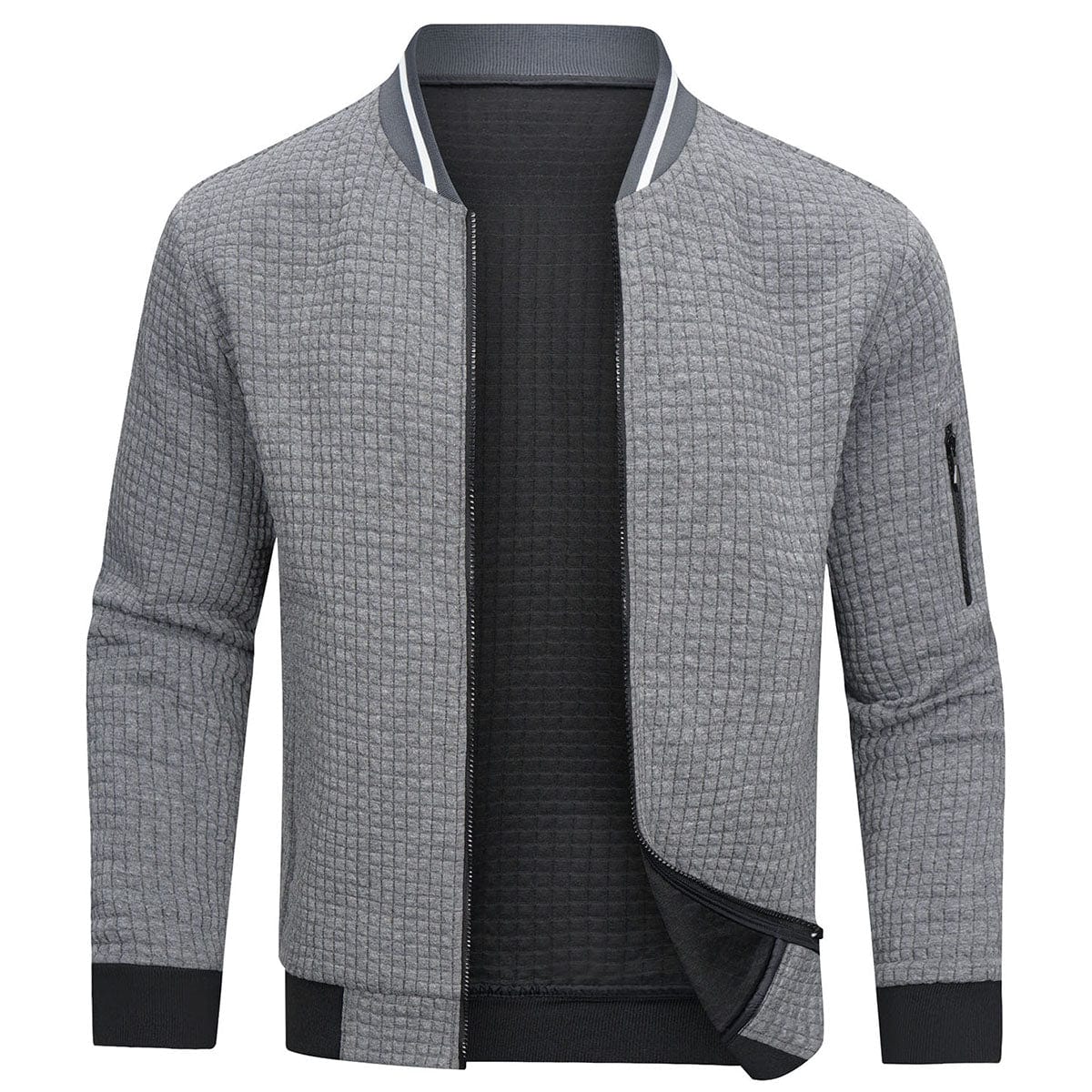Men's Slim Fit Bomber Jacket With Full Zip Front Closure-Jivoca