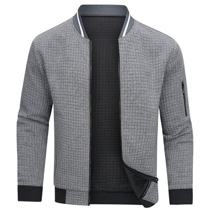 Men's Slim Fit Bomber Jacket With Full Zip Front Closure-Jivoca