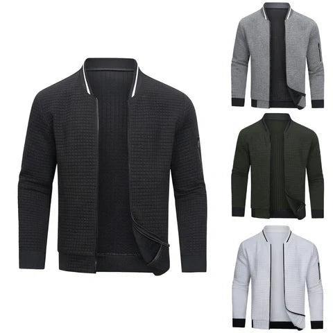 Men's Slim Fit Bomber Jacket With Full Zip Front Closure-Jivoca