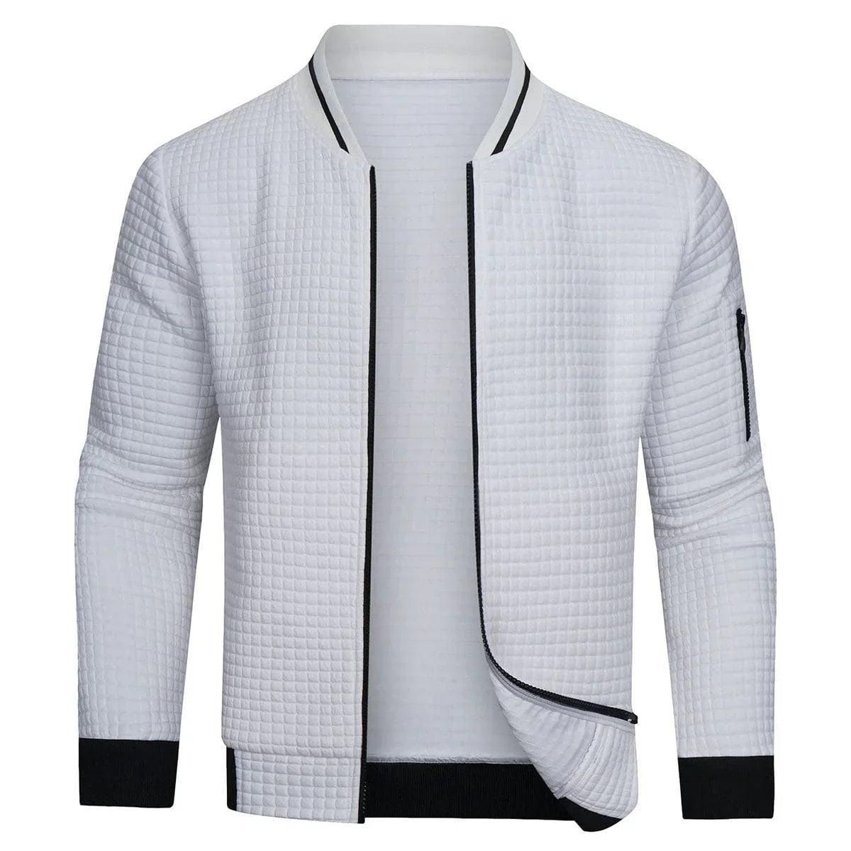 Men's Slim Fit Bomber Jacket With Full Zip Front Closure-Jivoca