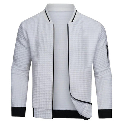 Men's Slim Fit Bomber Jacket With Full Zip Front Closure-Jivoca