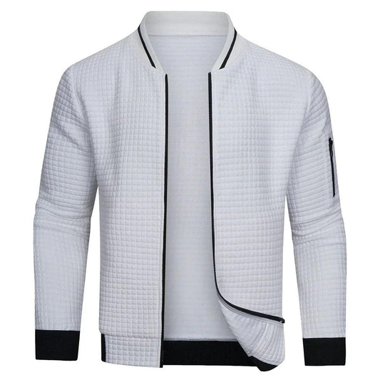 Men's Slim Fit Bomber Jacket With Full Zip Front Closure-Jivoca