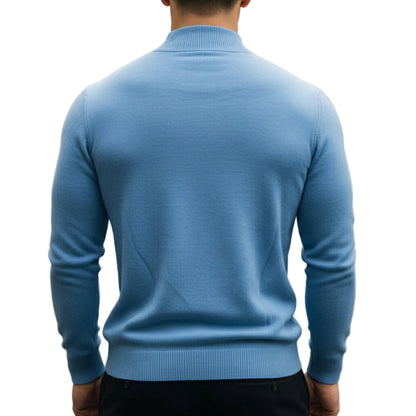 Men's Turtleneck Knit Sweater With Long Sleeves And Ribbed Trim-Jivoca