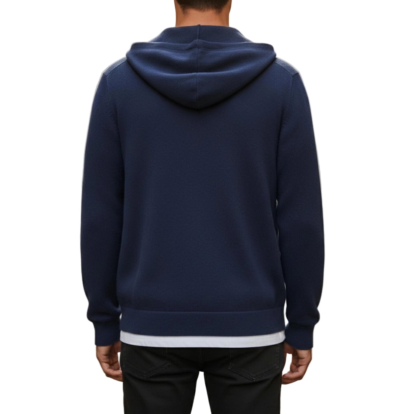 Men's Zip Up Hoodie Jacket With Attached Hood And Ribbed Cuffs-Jivoca
