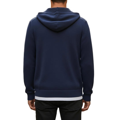 Men's Zip Up Hoodie Jacket With Attached Hood And Ribbed Cuffs-Jivoca