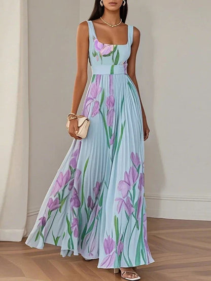 Wedding Guest A-Line Maxi Dress With Floral Print For Women-Jivoca