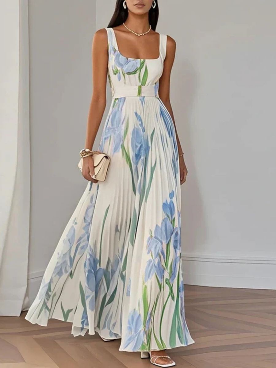 Wedding Guest A-Line Maxi Dress With Floral Print For Women-Jivoca