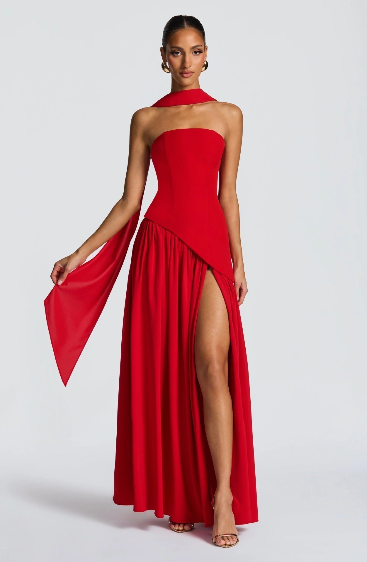 Wedding Guest Maxi Dress with Leg Split for Women-Jivoca