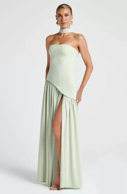 Wedding Guest Maxi Dress with Leg Split for Women-Jivoca