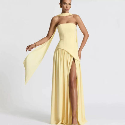 Wedding Guest Maxi Dress with Leg Split for Women-Jivoca