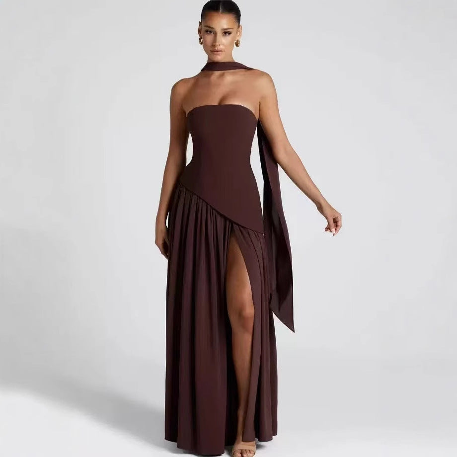 Wedding Guest Maxi Dress with Leg Split for Women-Jivoca