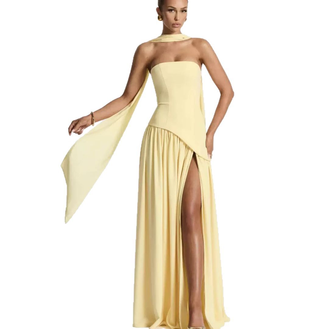 Wedding Guest Maxi Dress with Leg Split for Women-Jivoca