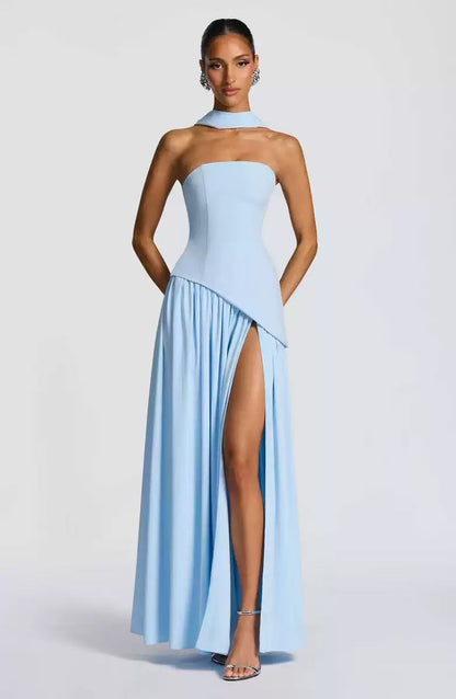 Wedding Guest Maxi Dress with Leg Split for Women-Jivoca